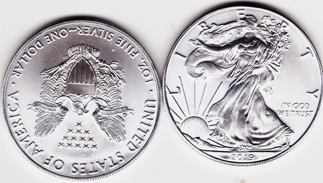 Mince stříbrný uncový dollar USA 2019