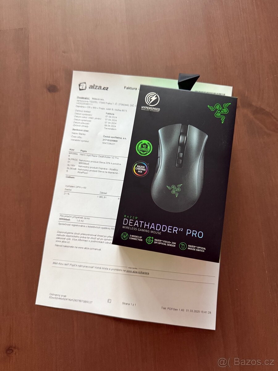 Razer DeathAdder V2 Pro / Nové / Nerozbalené / Alza záruka