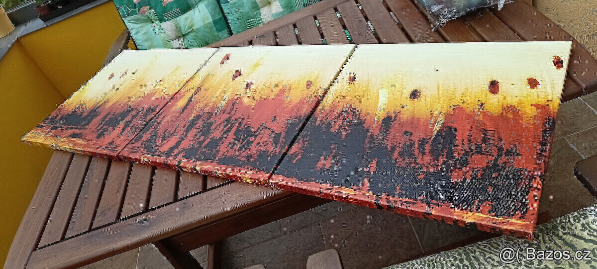 3 dílný dekorativní obraz,plátno.159x53cm.Nový.