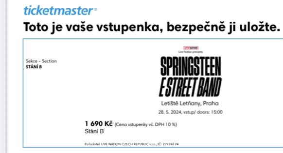 2x vstupenky Springsteen