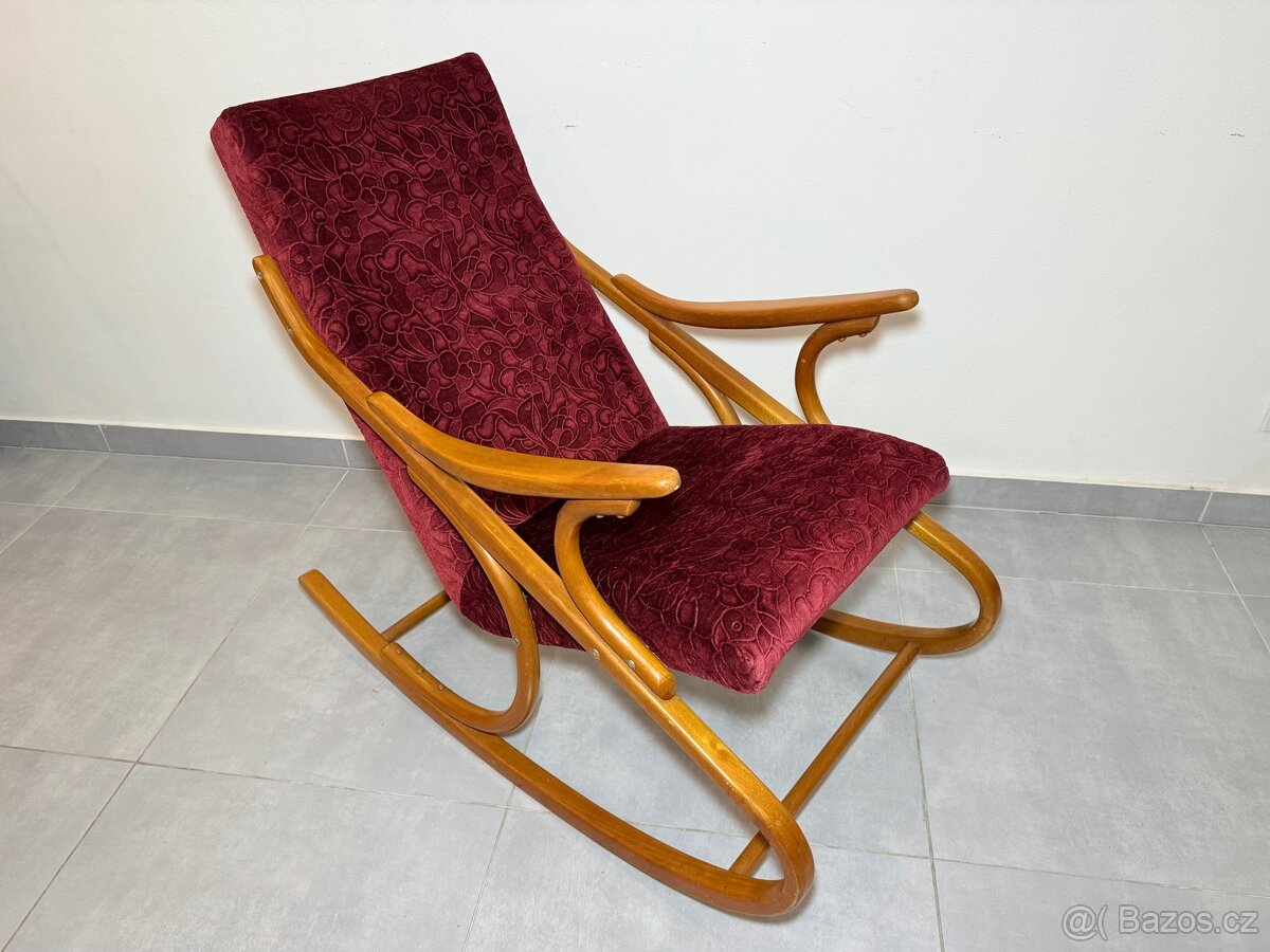Retro houpací křeslo TON – buk, čalouněné