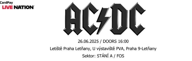 Predám vstupenku na AC/DC Praha - [22.6. 2025]