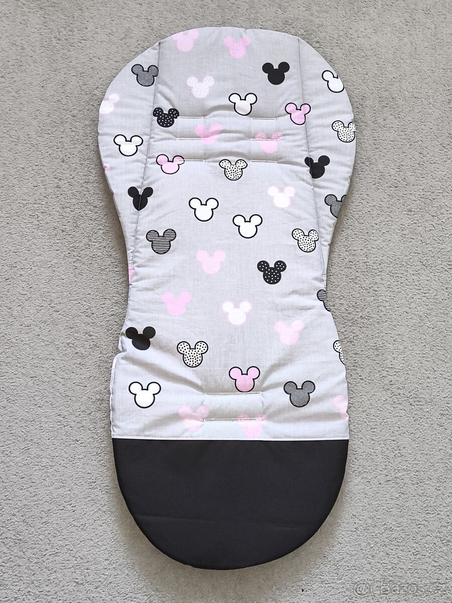 Nová prodloužená podložka do kočárku Mickey růžové