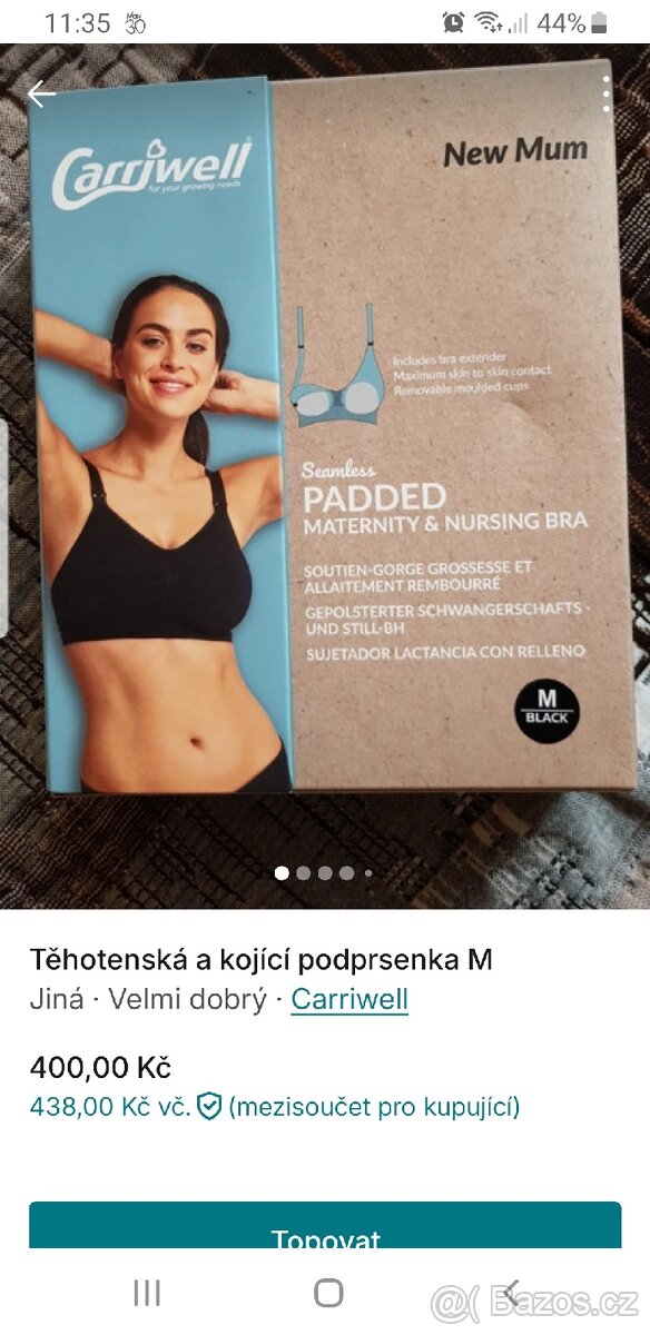 Těhotenská a kojící podprsenka M