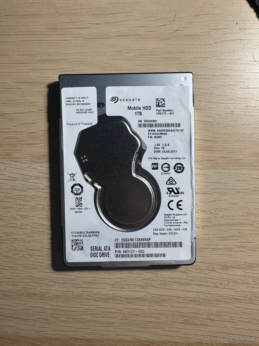 Pevný disk 1TB Seagate 2.5" - stav 100%