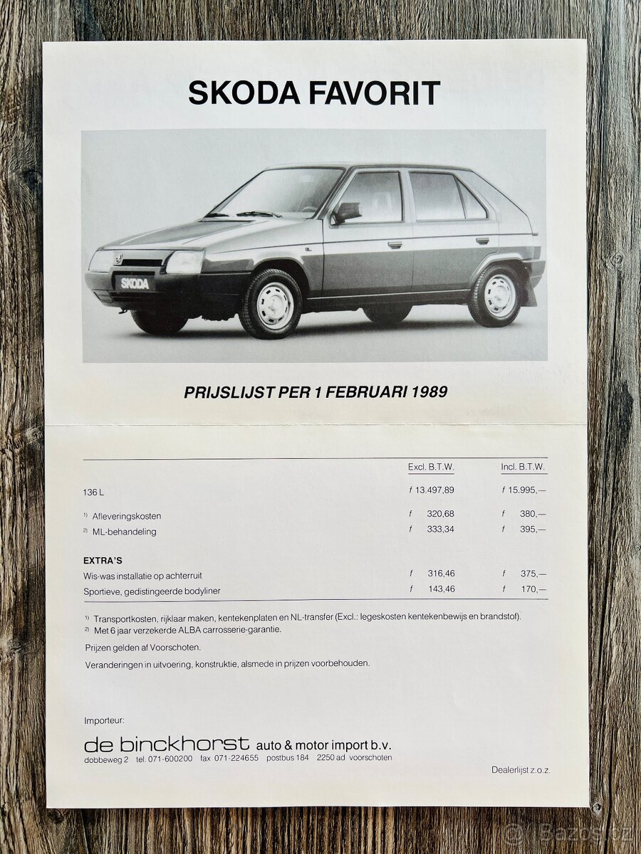 Prospekt Škoda Favorit 136 L ( 1989 ) NL