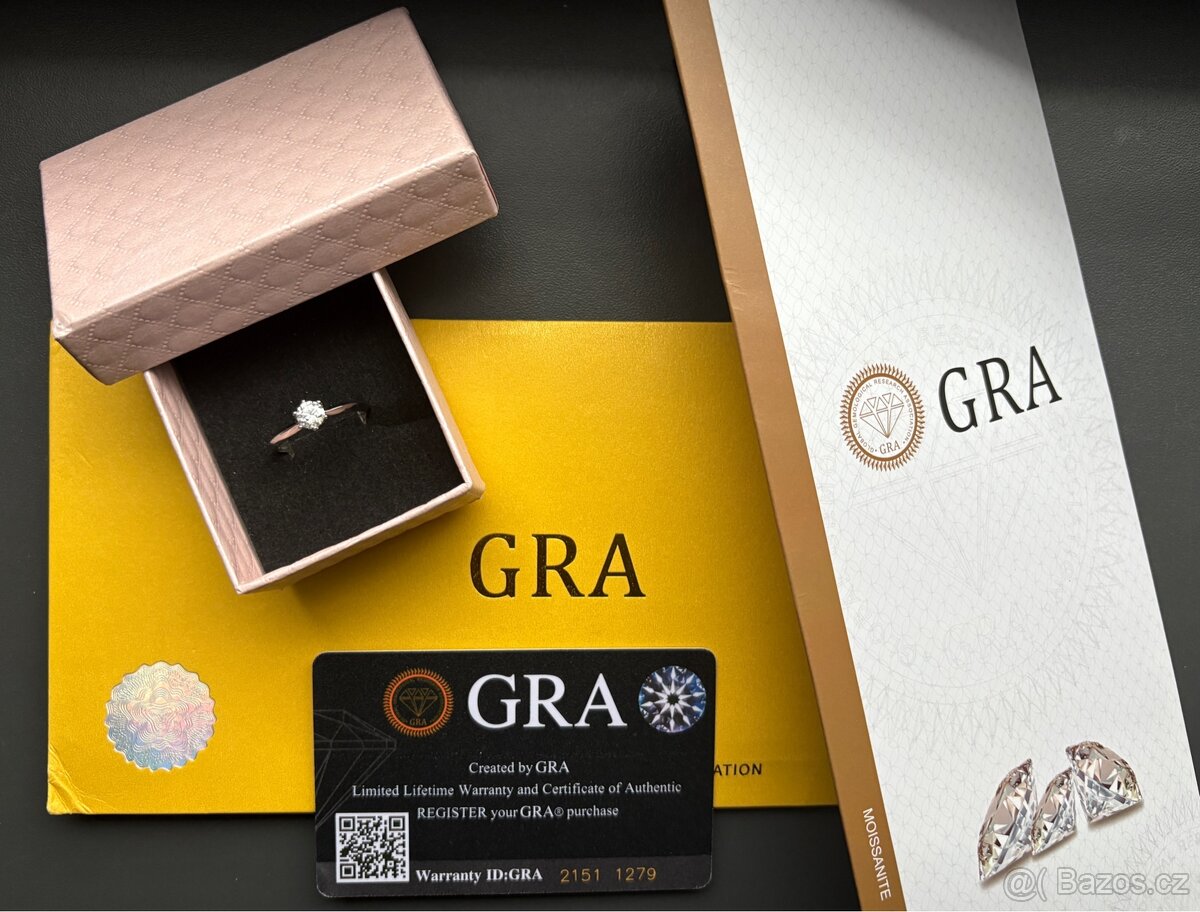 Moisant prsten 0,5 ct Silver 925 + GRA certifikát