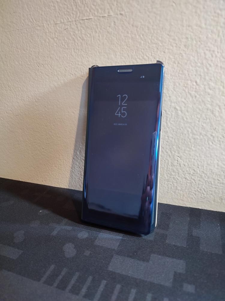 Zrcadlový kryt pro Samsung Galaxy Note 8 - modrý/stříbrný