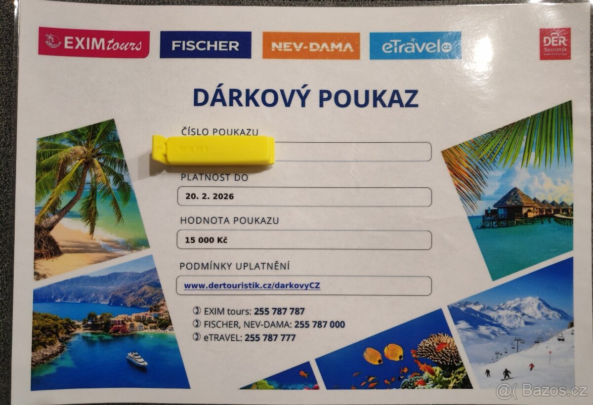 Dárkový poukaz na zájezd Exim Tours, Fischer