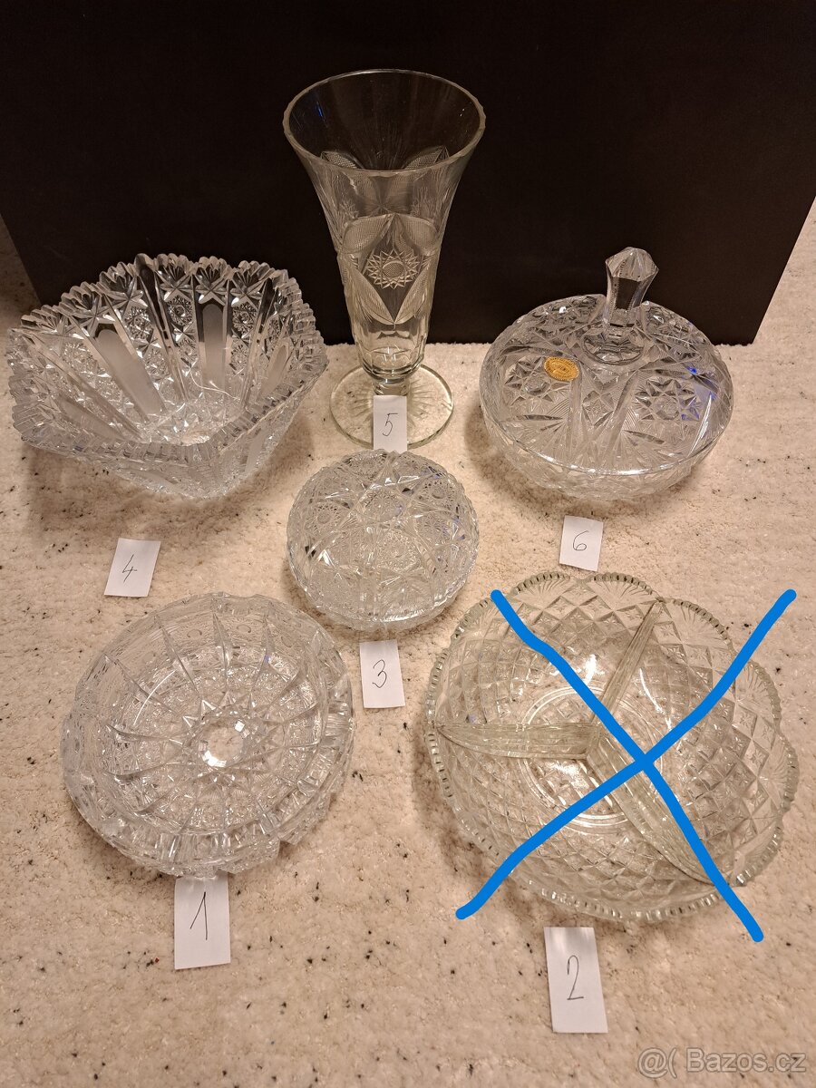 starožitné broušené sklo český křišťál