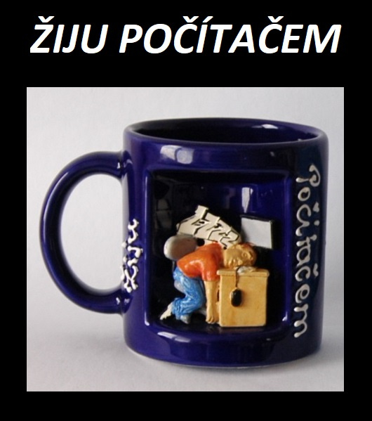 Originální dárek - ručně malovaný 3D hrneček ŽIJU POČÍTAČEM