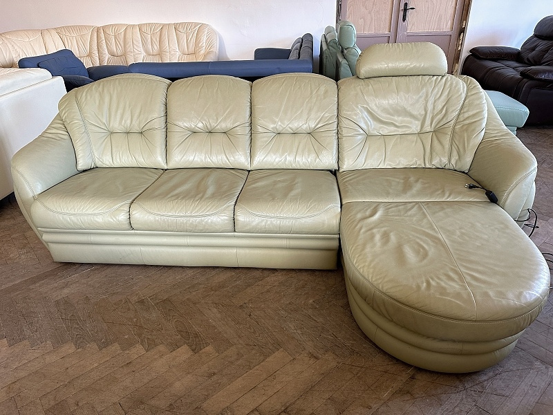 059 Kožená rozkládací sedací souprava sedačka HIMOLLA