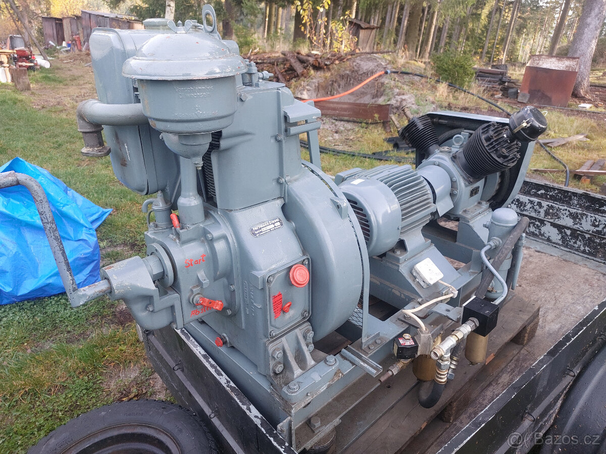 Stabilní motor zn. Farymann diesel 22 + kompresor