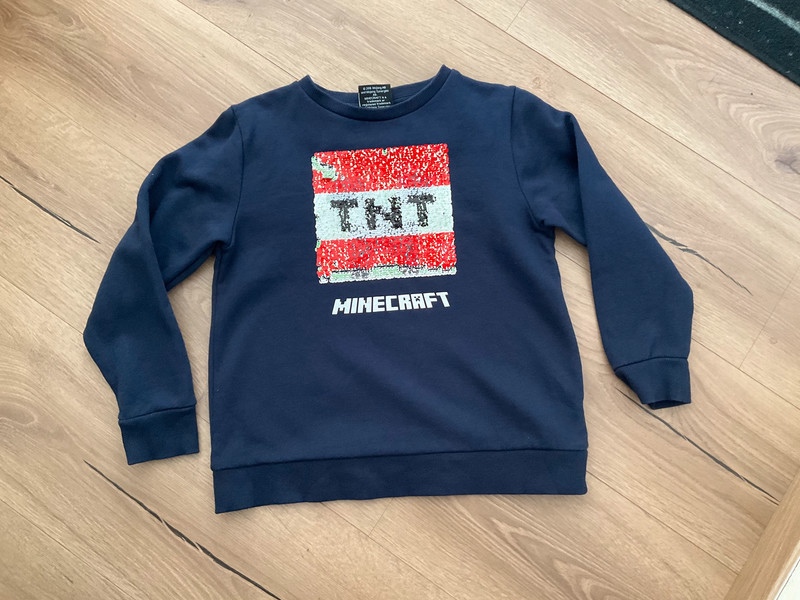 Chlapecká tmavě modrá mikina, Minecraft s flitry, 128, Next