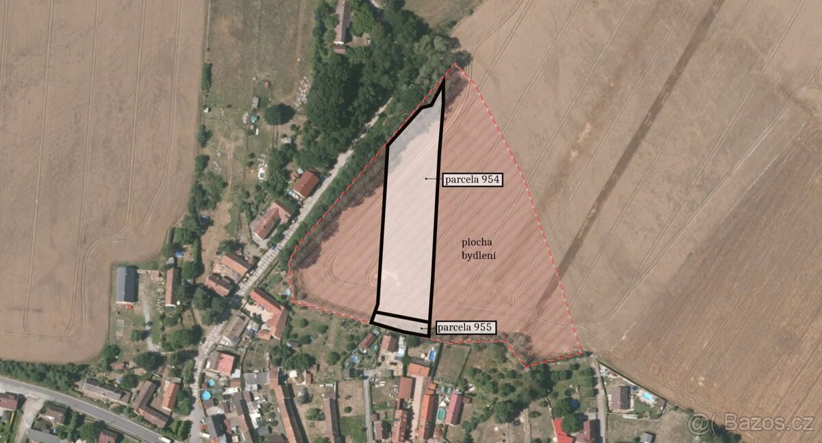 Pozemek, bydlení, prodej, Vodní Újezd, Dobřany, Plzeň jih