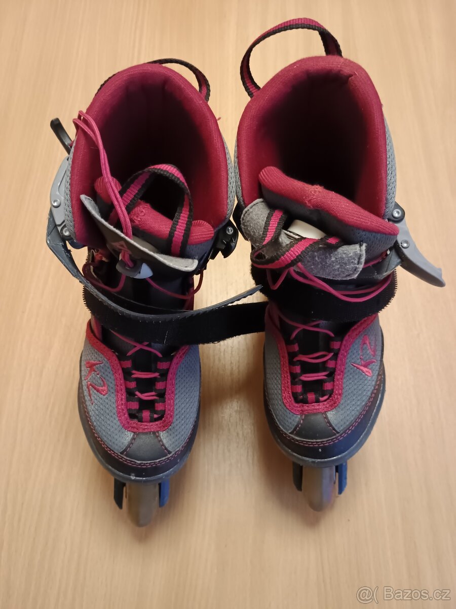 Značkové dívčí kolečkové brusle K2 - nastavitelná vel. 29-34