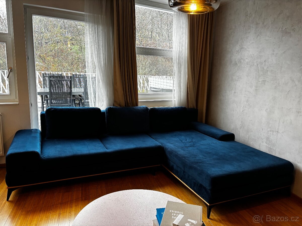 Rohová pohovka Planet z Bonami Semišová, Pravý roh