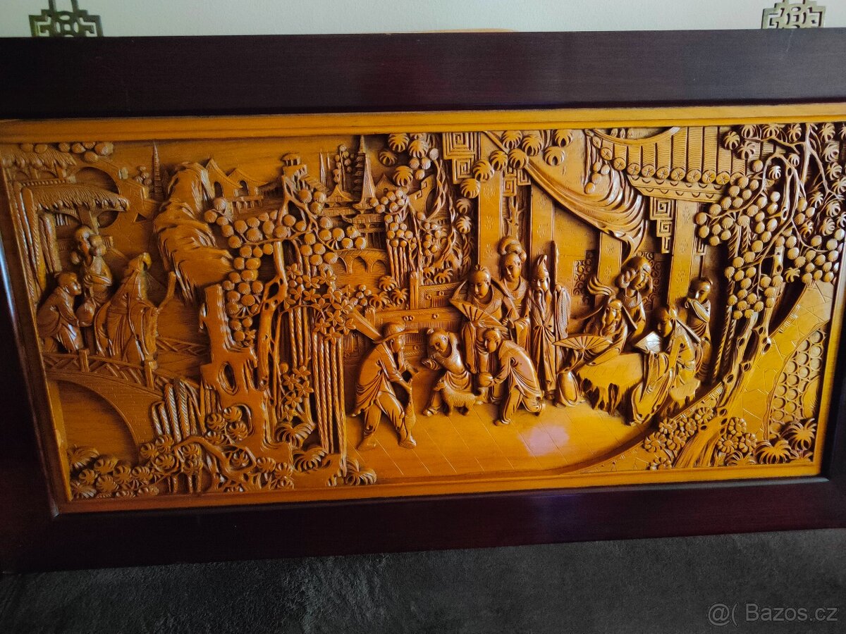 2 Krásne Čínske drevené obrazy