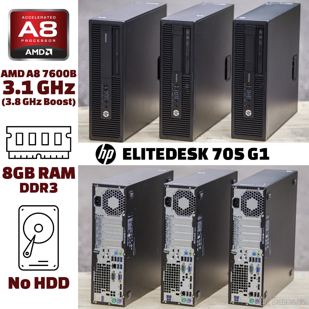 HP EliteDesk 705 G1 - 8GB RAM - AMD PRO A8-7600B -3.1GHz-