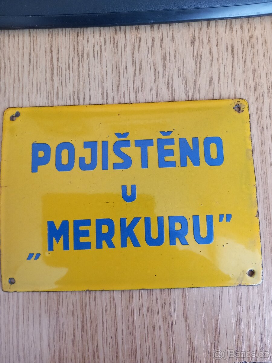 Smaltovaná cedulka pojišťovny Merkur