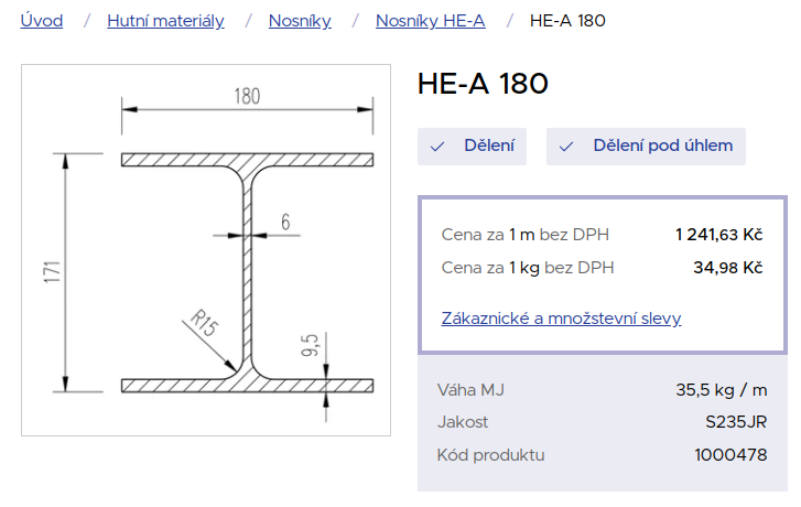 HEA profily 180 + 220, celkem 4ks (možnost dovozu)