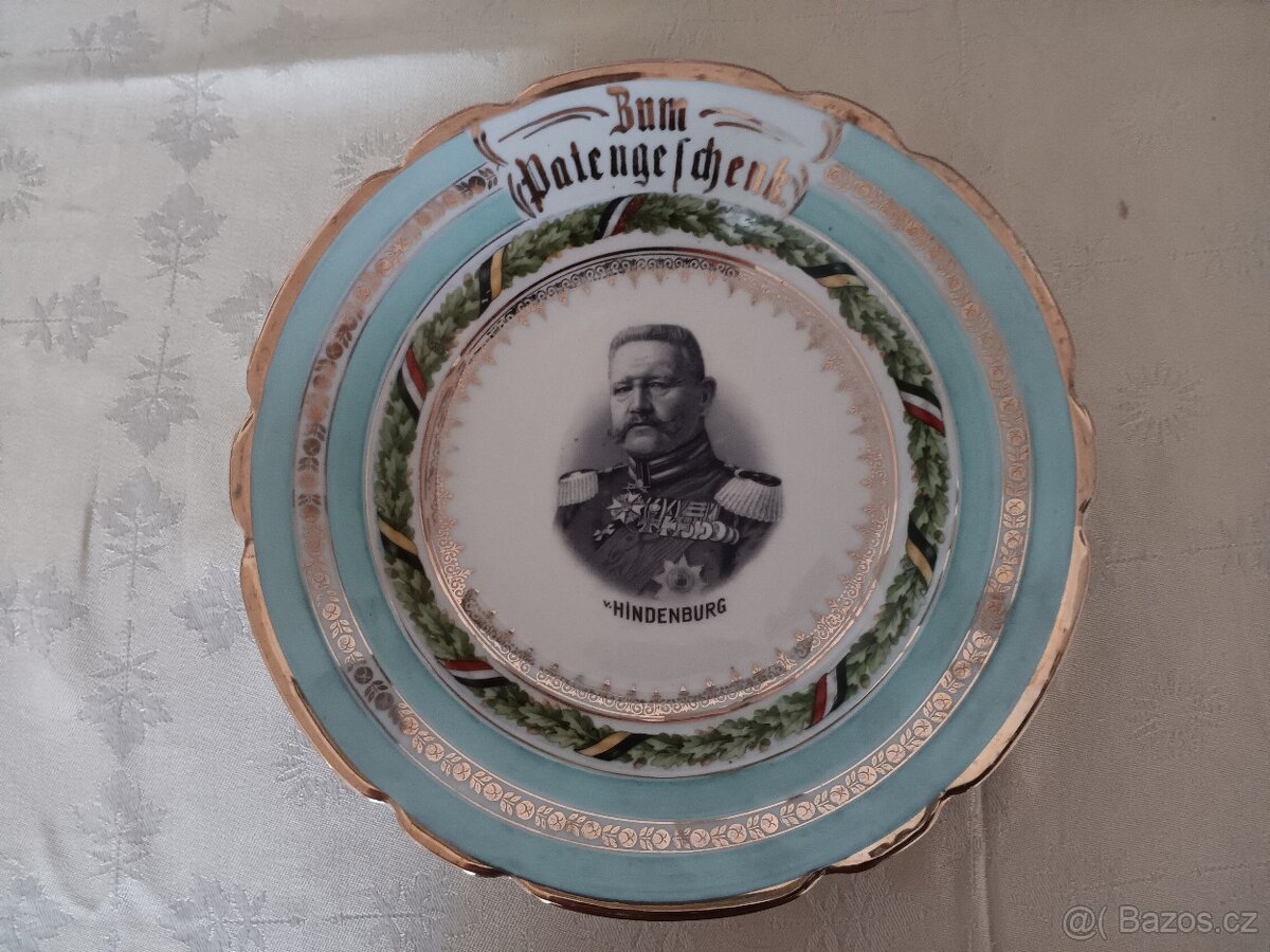 Porcelánový talíř- Hindenburg, Rakousko Uhersko