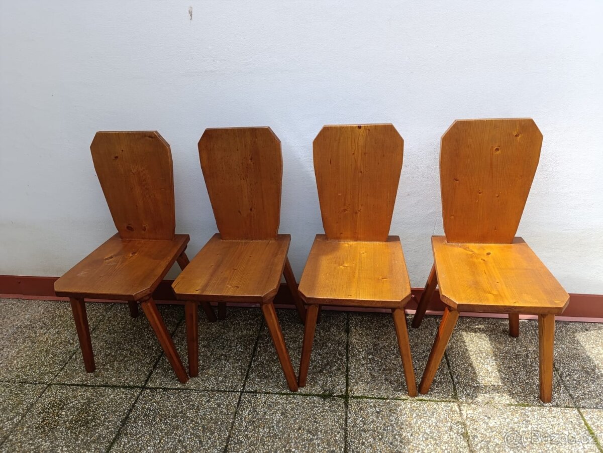 4 židle, masív, selský/rustikální nábytek