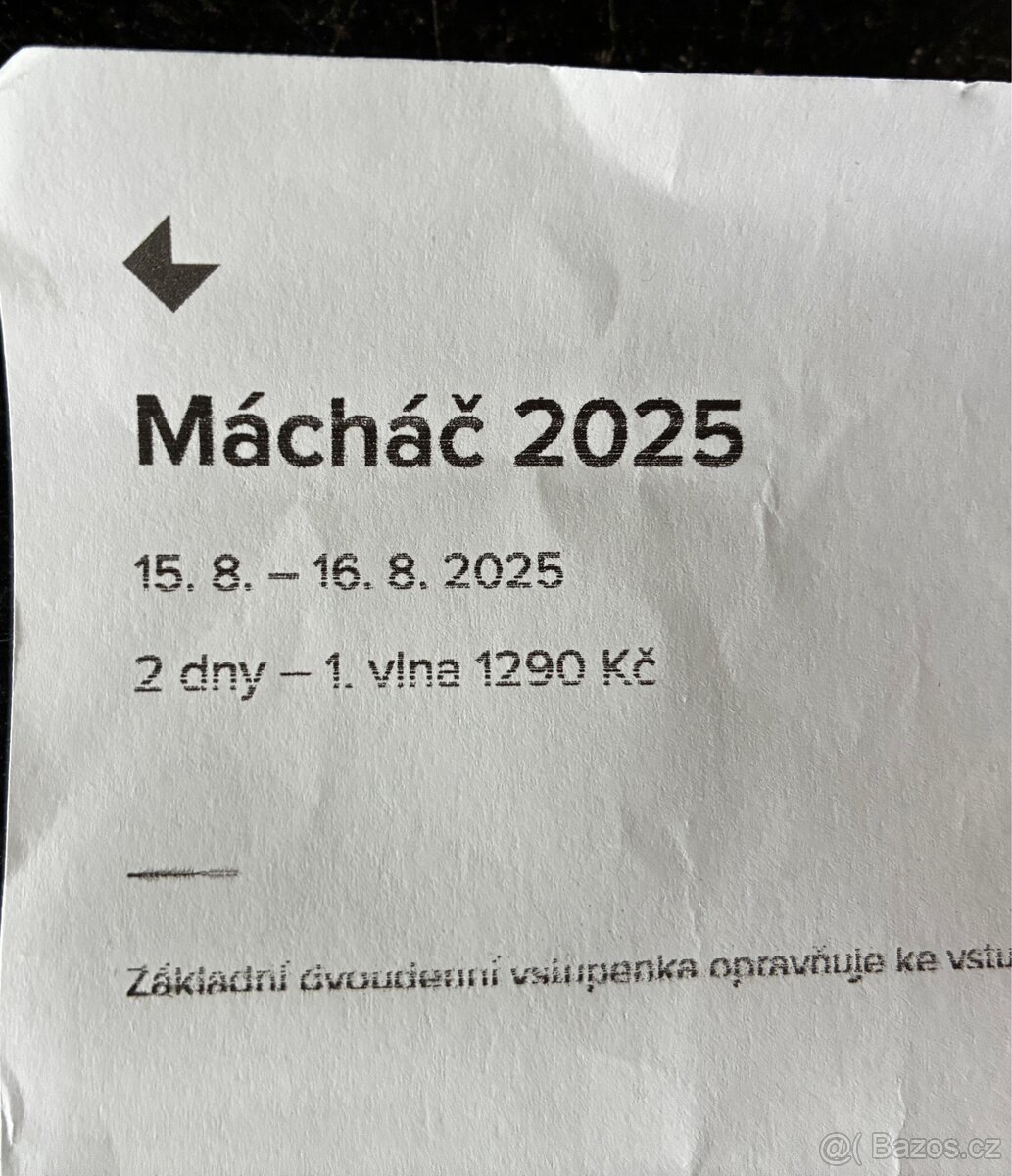 Dvoudenní vstupenky Macháč