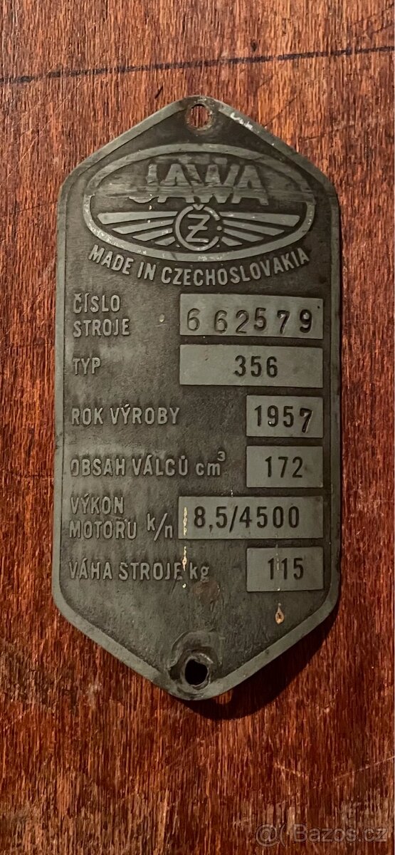 Štítek Jawa 356