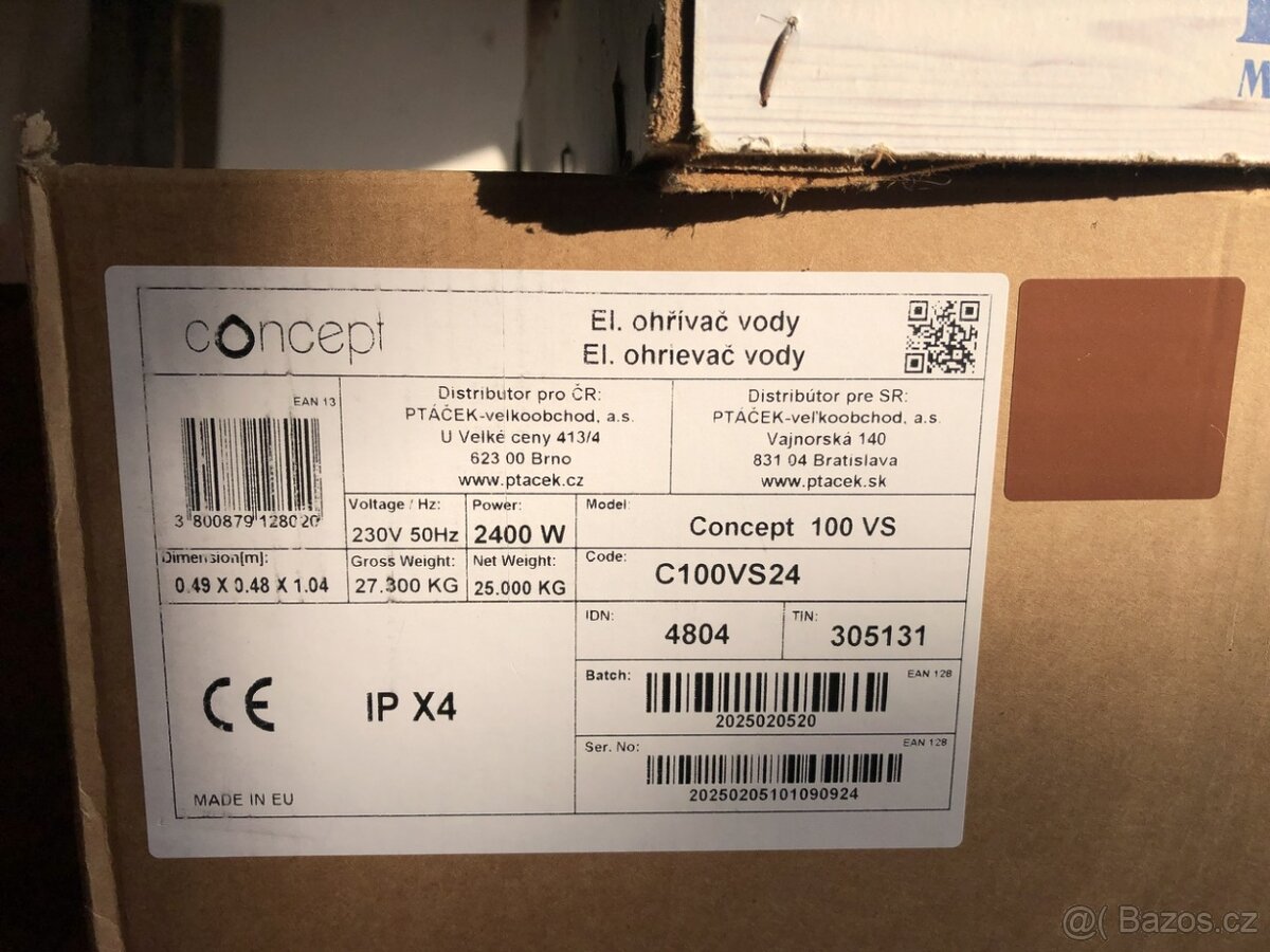 Nový Bojler, ohřívač vody, Concept 100 litrů