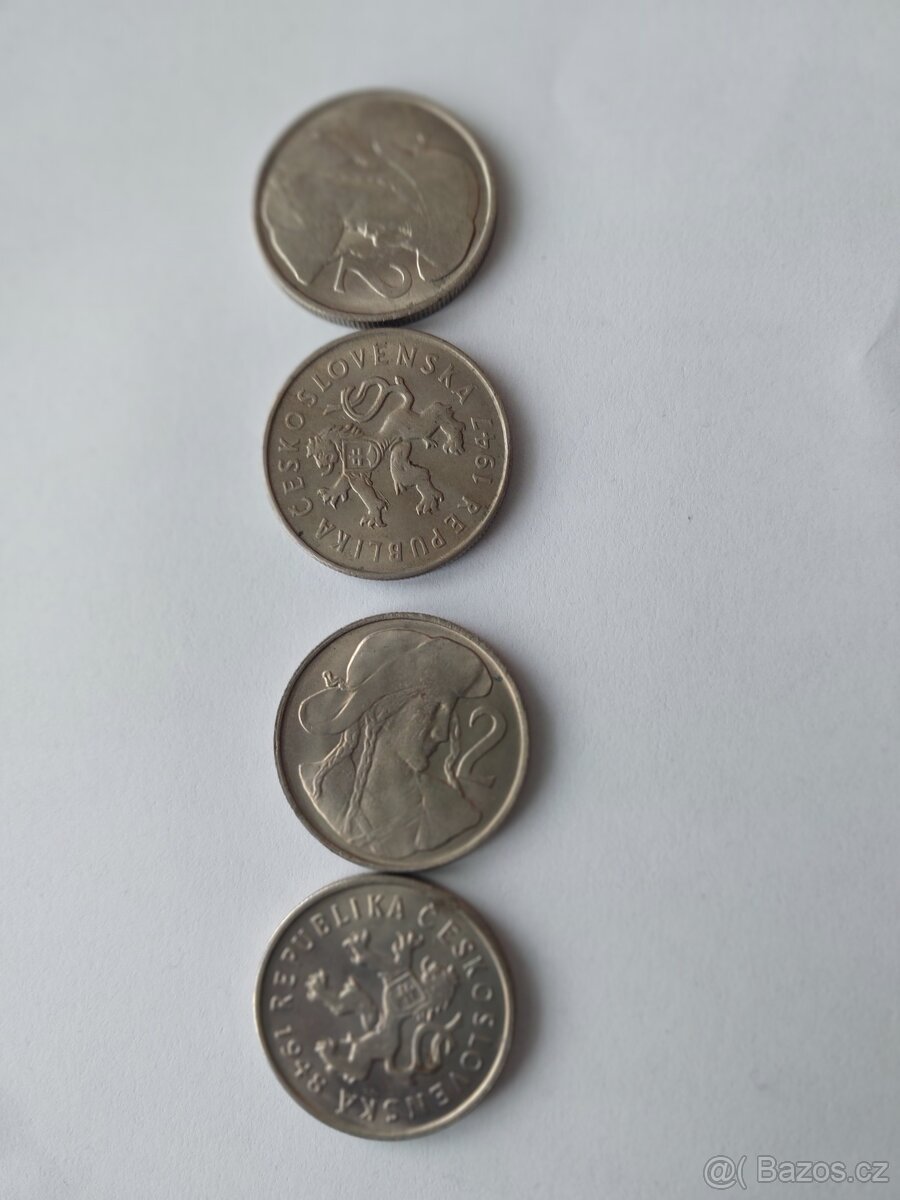 mince 2 Kč,rok 1947,1948
