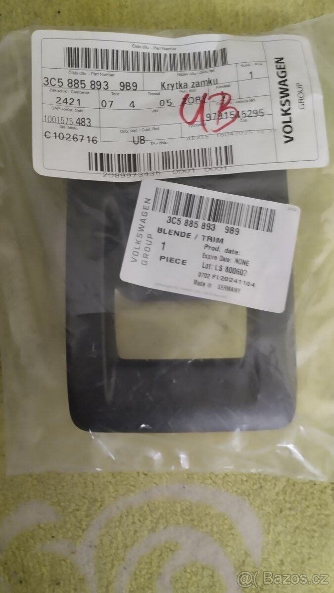 Krytka zamku opěradla Passat B6 sedan