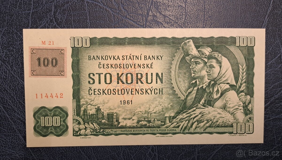 100 Kč/Kčs 1961 II. vydání ( kolek 1993 )