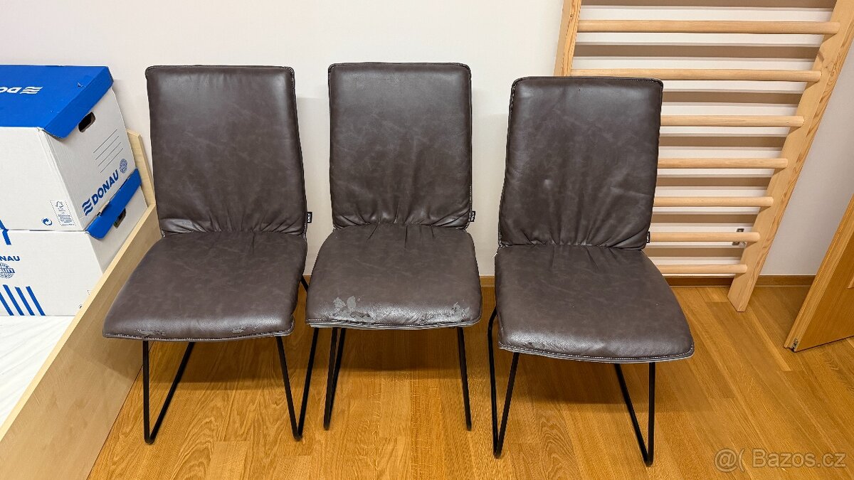 Čalouněné jídelní židle, křesla, 5ks, cena za všechny 500Kč