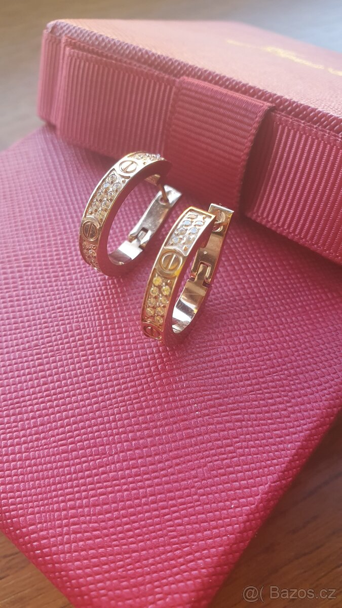 Náušnice Cartier Love s kamínky