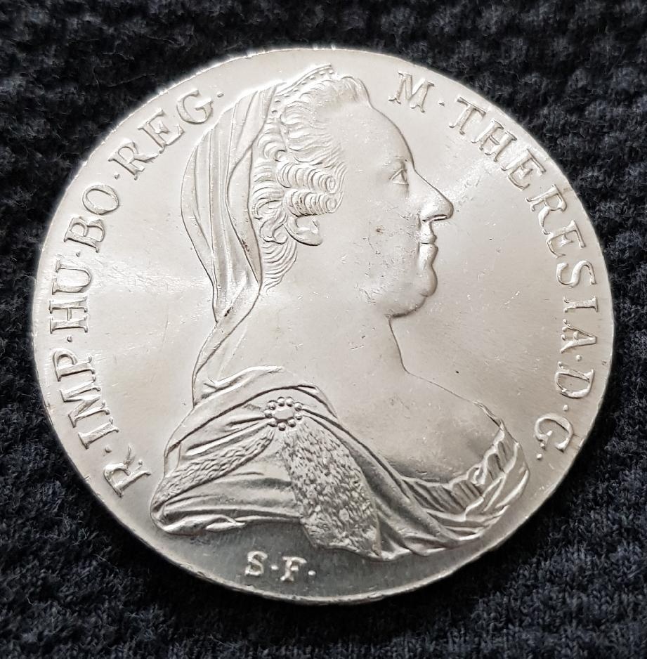 Stříbrný tolar Marie Terezie 1780 S.F. Krásný sbírkový stav
