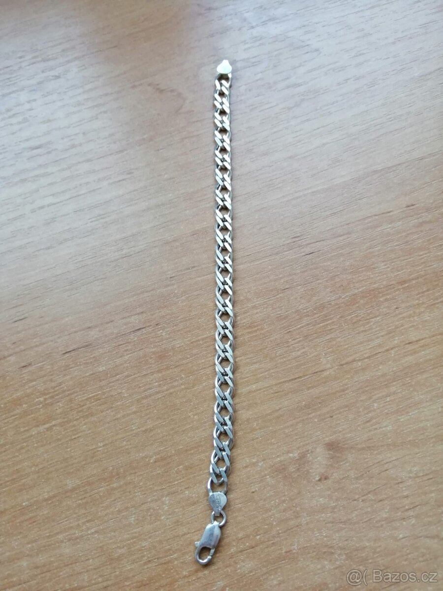 Řetízek stříbrný na ruku proplétaný, délka 22 cm, váha 19 g