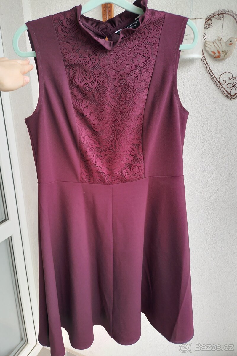 Elegantní vínové šaty s krajkou Dorothy Perkins vel. 44