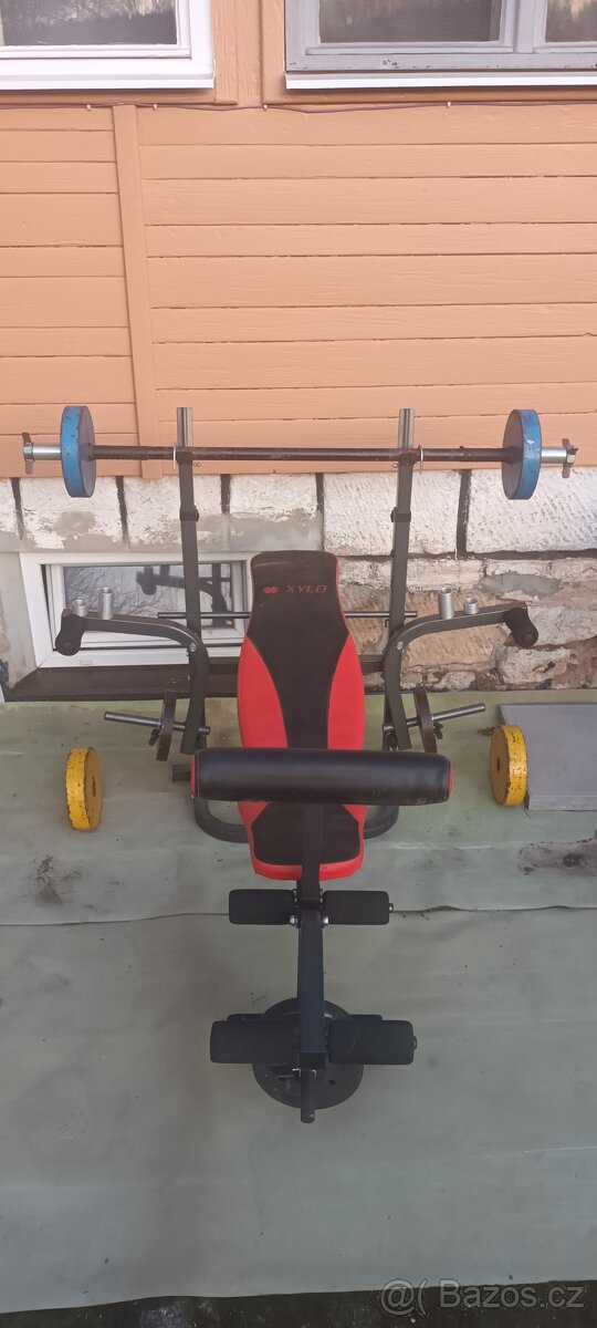 Lavice ,bench  činka + kotouče 122 kg.