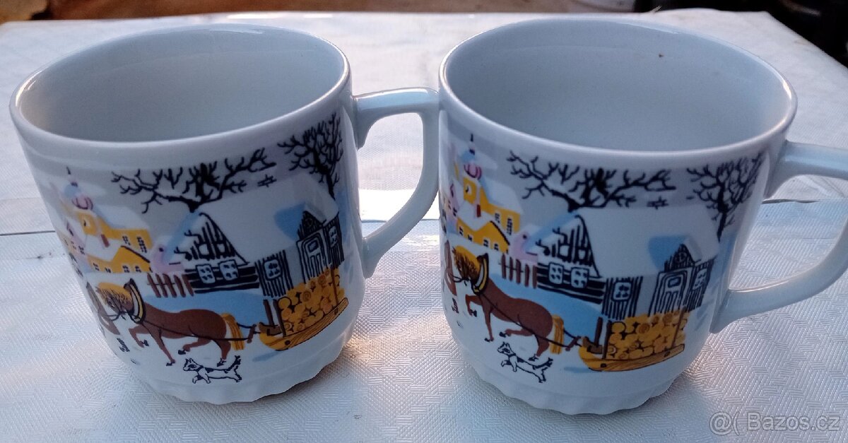 2× Retro sběratelský hrnek MOTIV ZIMA
