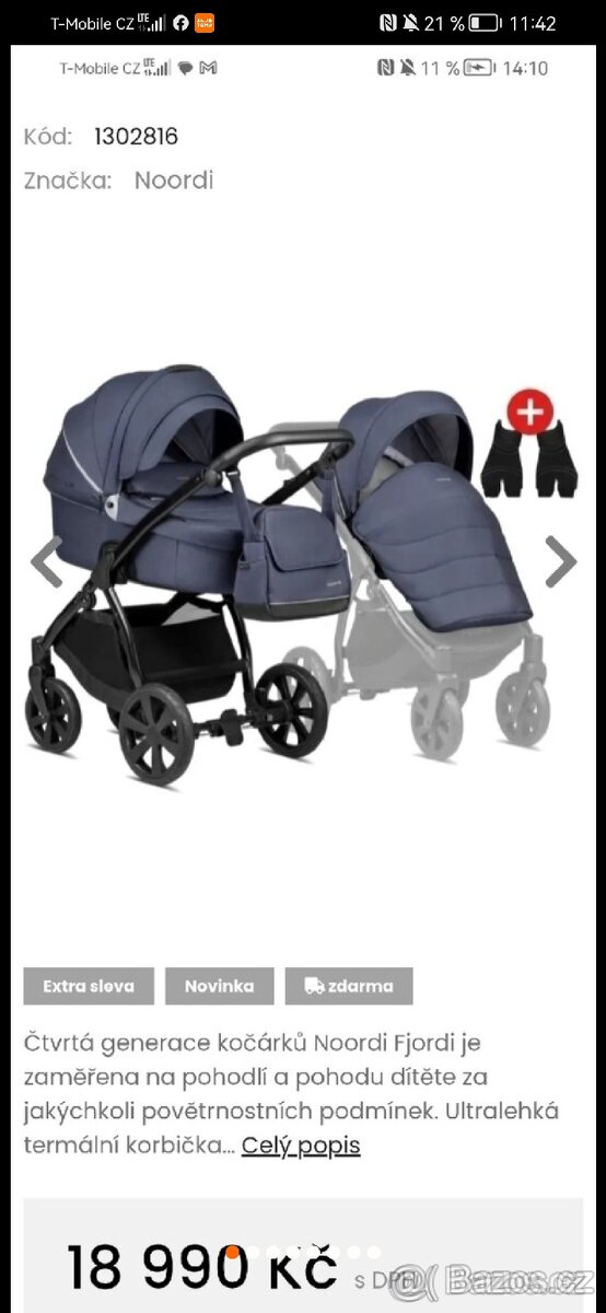 Kočárek 1v2 plus adaptéry na vajíčko