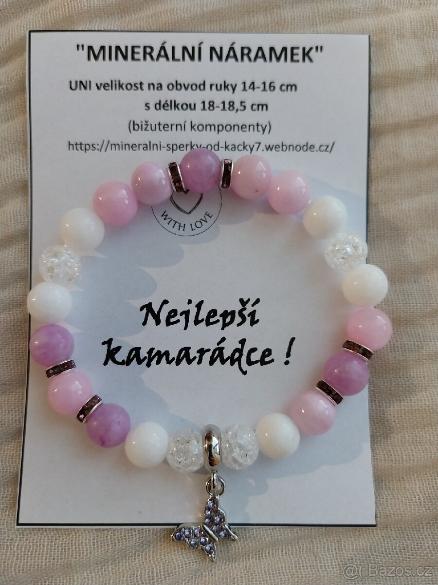 Náramek z minerálů Jadeit, Křišťál, Angelit