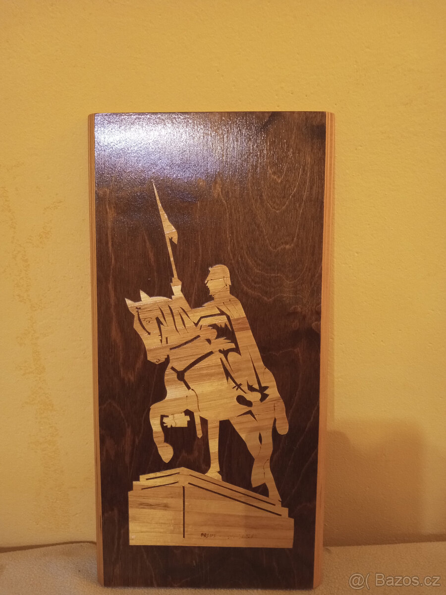 svatý Václav na koni - dřevěná dekorace