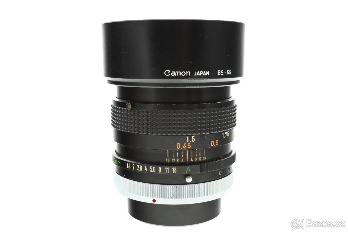 objektiv Canon FD 50mm f/1.4 S.S.C. + sluneční clona