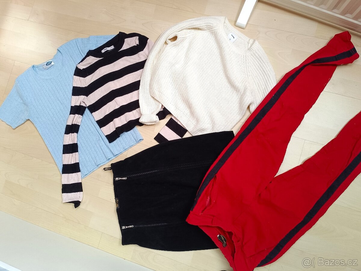 Balík 5 ks dámské svetry, kalhoty a sukně velikost S (38)