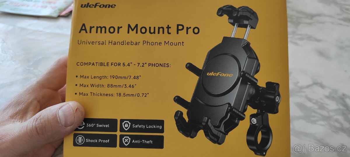 UleFone Armor Mount Pro-AM01 Black na moto, kolo