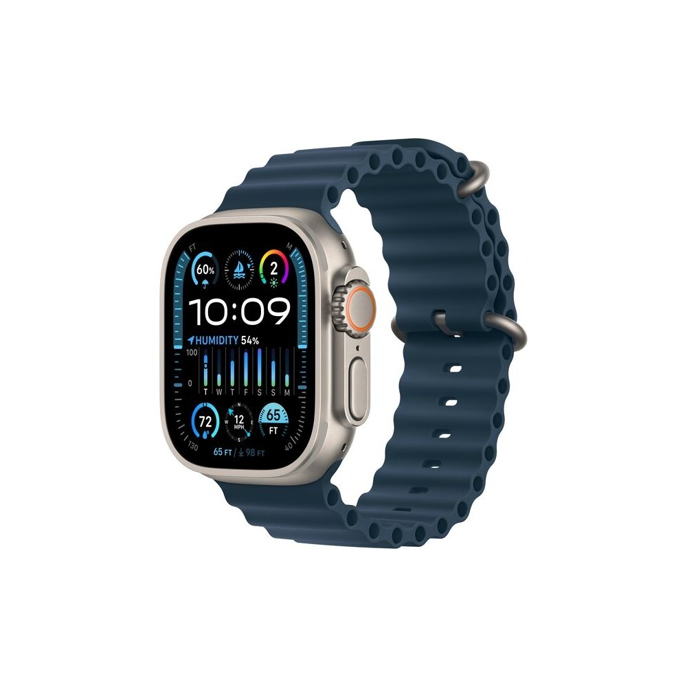 Apple Watch Ultra 2 49mm titan s modrým oceánským řemínkem