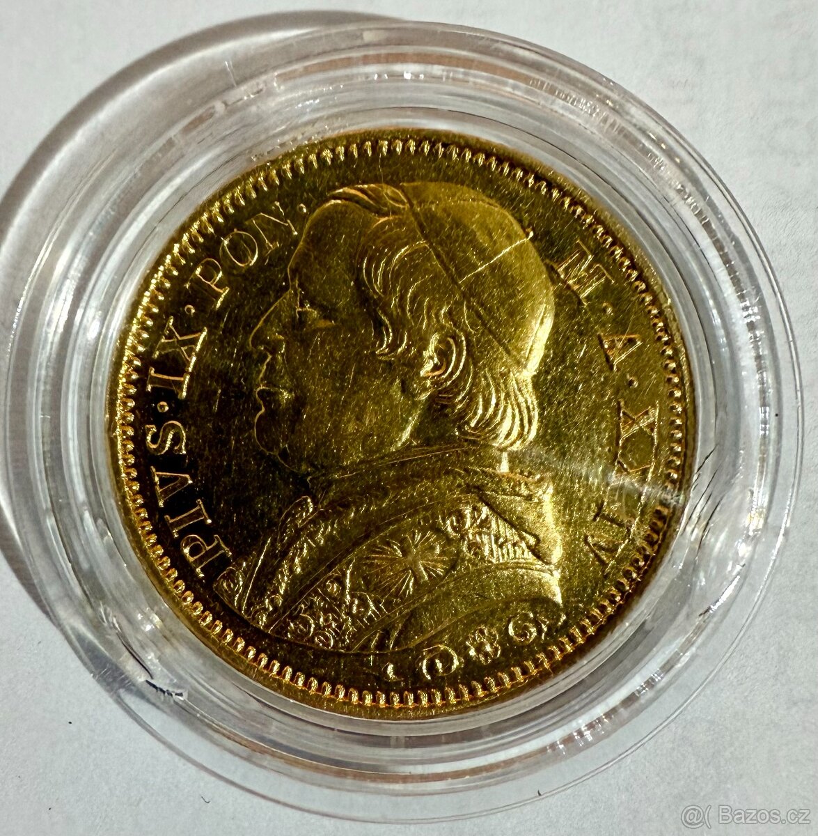 Vzácná zlatá mince 20 Lire 1869