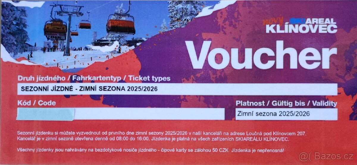 Permice, voucher na Klínovec sezónní skipas 25/26