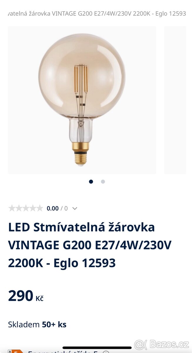 Eglo žárovka velká vintage